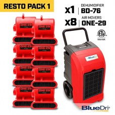 BlueDri Red RestoPack1 includes 1x 76 Pint PPD Stackable Commercial Dehumidifiers 8x 1/3 HP 3 Speed 2.9 Amp One-29 Stackable Air Mover - B016X07MM4